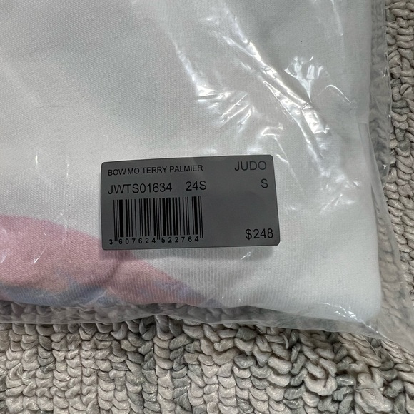 Zadig & Voltaire White Bow Mo Terry Palmier Graphic Short Sleeve Crewneck Tee M - Picture 4 of 6